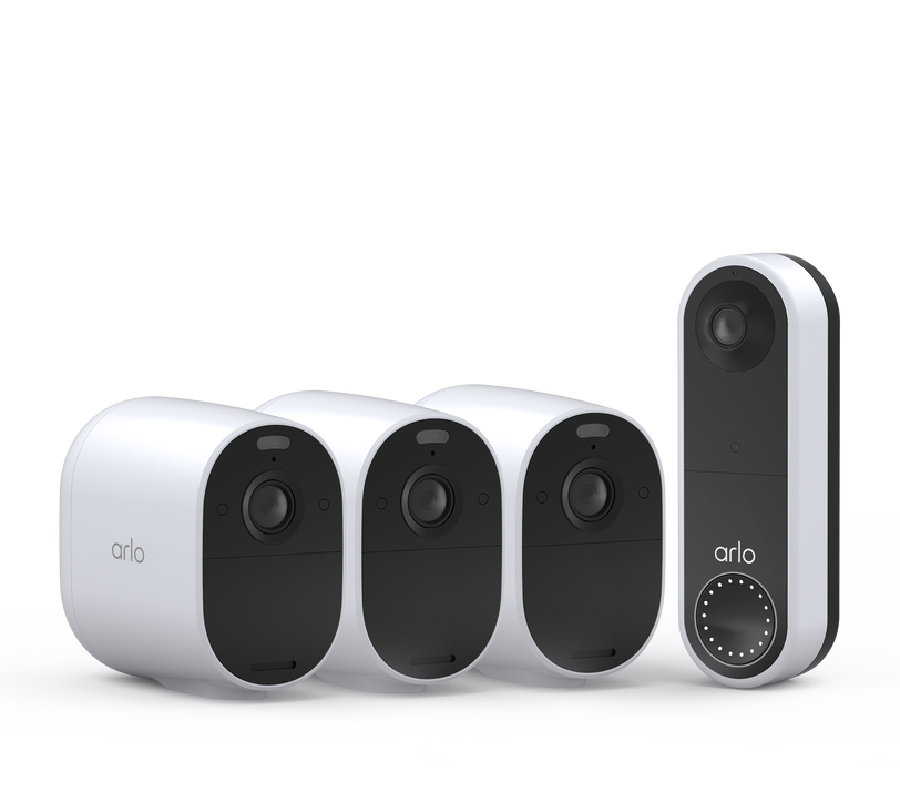 The Wireless Doorbell & Essential Camera Bundle, in white, facing right